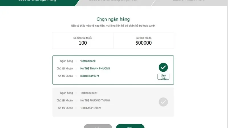 Nạp tiền Bet365 hình thức ngoại tuyến